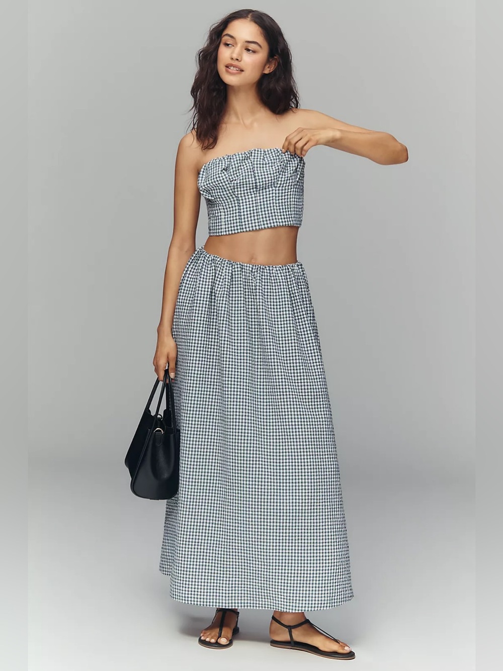 Maeve Gingham Bustier Top | Large | Blue Plaid